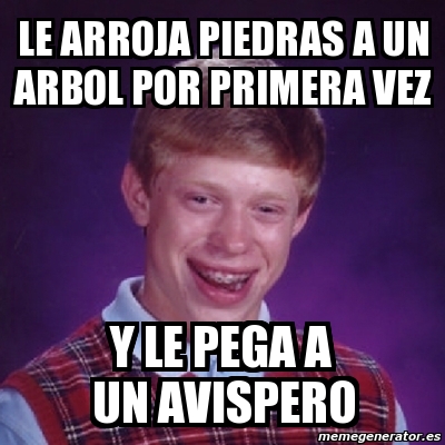 Meme Bad Luck Brian Le Arroja Piedras A Un Arbol Por Primera Vez Y Le