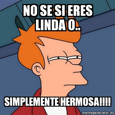 Meme Futurama Fry No Se Si Eres Linda O Simplemente Hermosa