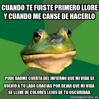 Meme Foul Bachelor Frog Cuando Te Fuiste Primero Llore Y Cuando Me