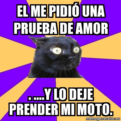 Meme Anxiety Cat El me pidiÃ³ una prueba de amor Y lo deje