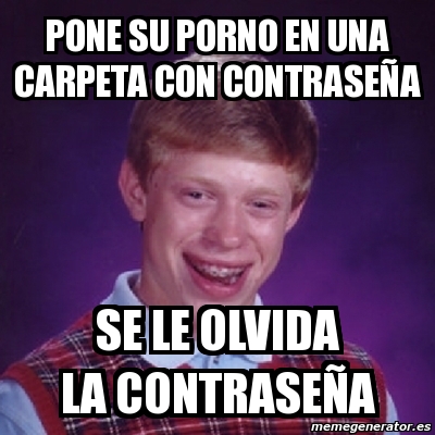 Meme Bad Luck Brian pone su porno en una carpeta con contraseÃa se