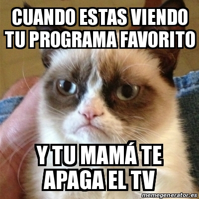 Meme Grumpy Cat Cuando Estas Viendo Tu Programa Favorito Y Tu Mam