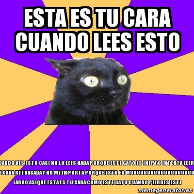 Meme Anxiety Cat Esta Es Tu Cara Cuando Lees Esto Cuando Ves Esto