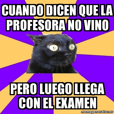 Meme Anxiety Cat Cuando Dicen Que La Profesora No Vino Pero Luego