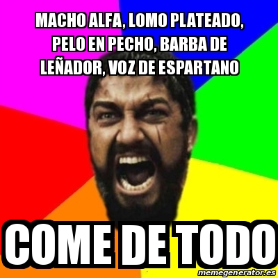 Meme Sparta Macho alfa lomo plateado pelo en pecho barba de leÃ