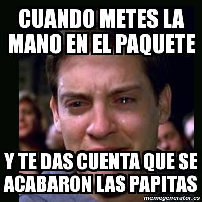 Meme Crying Peter Parker Cuando Metes La Mano En El Paquete Y Te Das