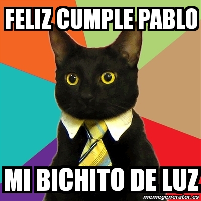 Meme Business Cat Feliz Cumple Pablo Mi Bichito De Luz