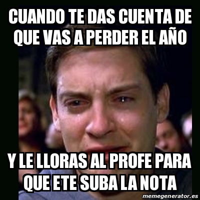 Meme Crying Peter Parker Cuando Te Das Cuenta De Que Vas A Perder El