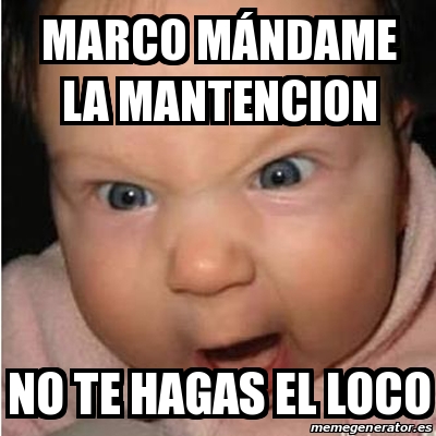 Meme Bebe furioso Marco MÃndame la mantencion No te hagas el loco