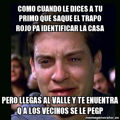 Meme Crying Peter Parker Como Cuando Le Dices A Tu Primo Que Saque El