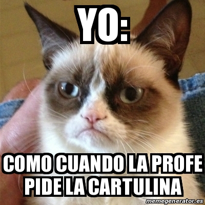 Meme Grumpy Cat Yo Como Cuando La Profe Pide La Cartulina