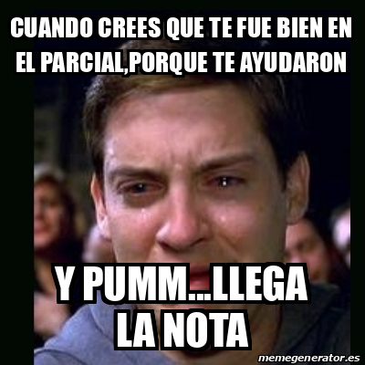 Meme Crying Peter Parker Cuando Crees Que Te Fue Bien En El Parcial