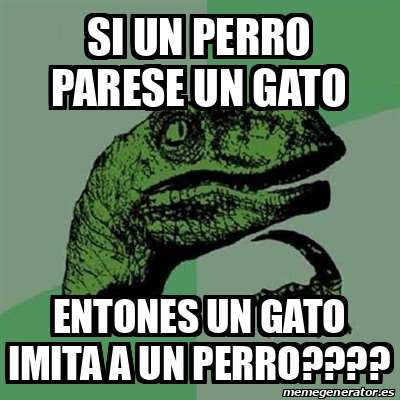 Meme Filosoraptor Si Un Perro Parese Un Gato ENTONES Un Gato Imita A