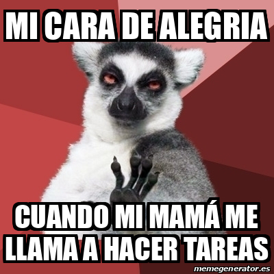 Meme Chill Out Lemur MI CARA DE ALEGRIA CUANDO MI MAMÁ ME LLAMA A