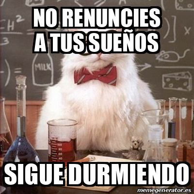 Meme Chemistry Cat no renuncies a tus sueños sigue durmiendo 32402722