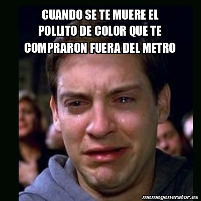 Meme Crying Peter Parker Cuando Se Te Muere El Pollito De Color Que