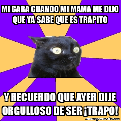 Meme Anxiety Cat Mi Cara Cuando Mi Mama Me Dijo Que Ya Sabe Que Es