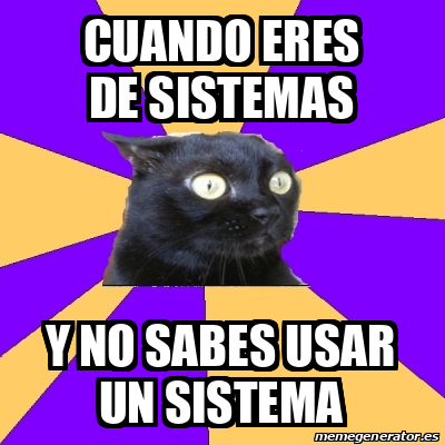 Meme Anxiety Cat Cuando Eres De Sistemas Y No Sabes Usar Un Sistema