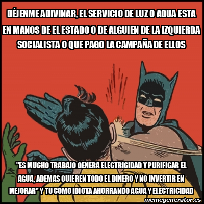 Meme Batman slaps Robin DÉJENME adivinar el servicio de luz o agua