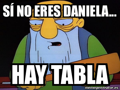 Meme Personalizado S No Eres Daniela Hay Tabla