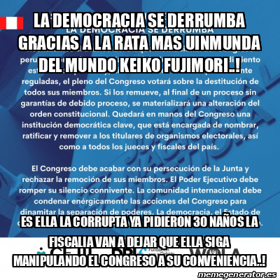 Meme Personalizado La Democracia Se Derrumba Gracias A La Rata Mas