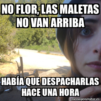 Meme Personalizado No flor las maletas no van arriba Había que