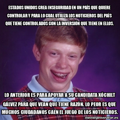 Meme Bad Luck Brian Estados Unidos Crea Inseguridad En Un Pa S Que