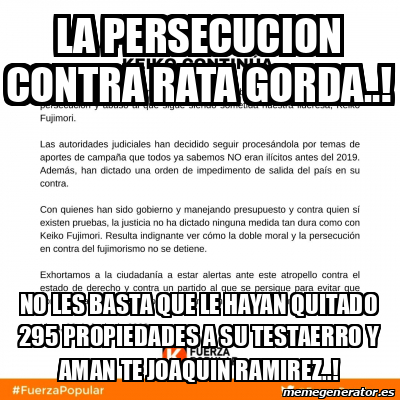 Meme Personalizado La Persecucion Contra Rata Gorda No Les Basta