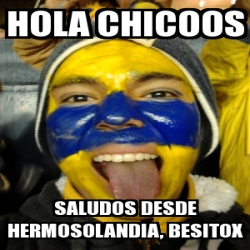 Meme Personalizado HOLA Chicoos Saludos Desde Hermosolandia Besitox