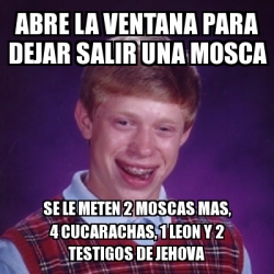 Meme Bad Luck Brian Abre La Ventana Para Dejar Salir Una Mosca Se Le