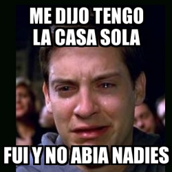 Meme Crying Peter Parker Me Dijo Tengo La Casa Sola Fui Y No Abia