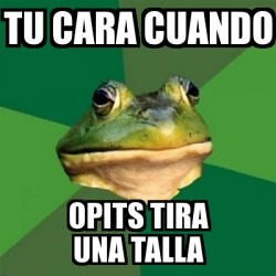 Meme Foul Bachelor Frog Tu Cara Cuando Opits Tira Una Talla 19589446