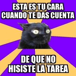 Meme Anxiety Cat Esta Es Tu Cara Cuando Te Das Cuenta De Que No