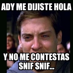 Meme Crying Peter Parker Ady Me Dijiste Hola Y No Me Contestas Snif