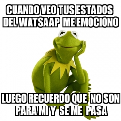 Meme Kermit The Frog Cuando Veo Tus Estados Del Watsaap Me Emociono