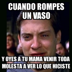 Meme Crying Peter Parker Cuando Rompes Un Vaso Y Oyes A Tu Mama Venir