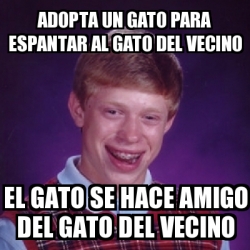 Meme Bad Luck Brian Adopta Un Gato Para Espantar Al Gato Del Vecino