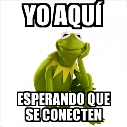 Meme Kermit the frog Yo aquÃ Esperando que se conecten 31524553