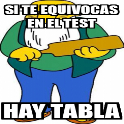 Meme Personalizado Si Te Equivocas En El Test Hay Tabla