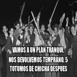 Meme Personalizado Vamos A Un Plan Tranqui Nos Devolvemos Temprano