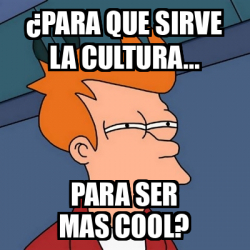 Meme Futurama Fry PARA QUE SIRVE LA CULTURA PARA SER MAS COOL