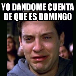 Meme Crying Peter Parker Yo Dandome Cuenta De Que Es Domingo