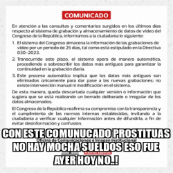 Meme Personalizado Con Este Comunucado Prostituas No Hay Mocha