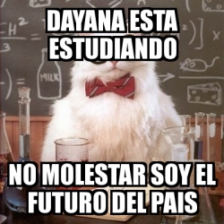 Meme Chemistry Cat Dayana Esta Estudiando No Molestar Soy El Futuro