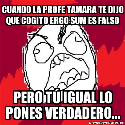 Meme Rage FU - CUANDO LA PROFE TAMARA TE DIJO QUE COGITO ERGO SUM ES ...