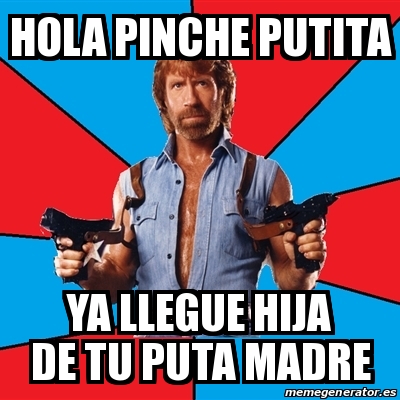 Meme Chuck Norris - hola pinche putita ya llegue hija de tu puta madre -  27506266