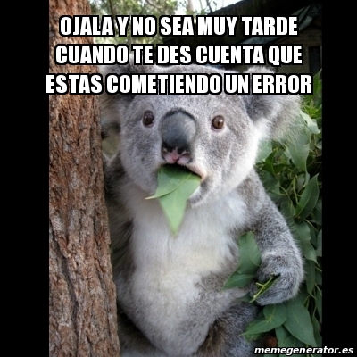 Meme Koala - Ojala y no sea muy tarde cuando te des cuenta que estas  cometiendo un error - 28210486