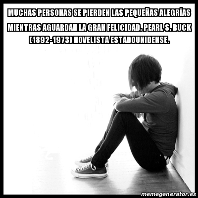 Meme First World Problems - Muchas personas se pierden las pequeÃ±as alegrÃas mientras aguardan la gran felicidad. Pearl S. Buck (1892-1973) Novelista estadounidense. - 28681319