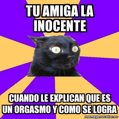 Meme Anxiety Cat Tu Amiga La Inocente Cuando Le Explican Que Es Un