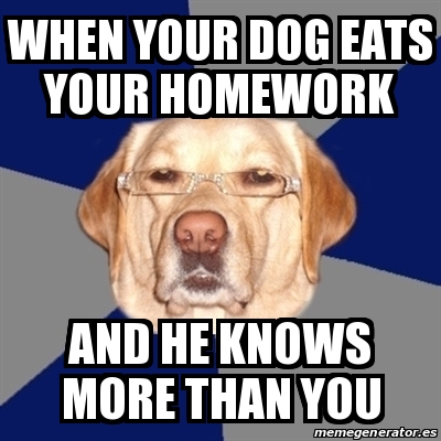 Meme Perro Racista - when your dog eats your homework and he knows more ...